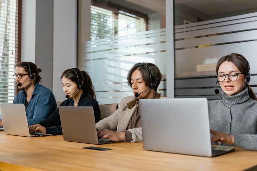 Contact center agents at work