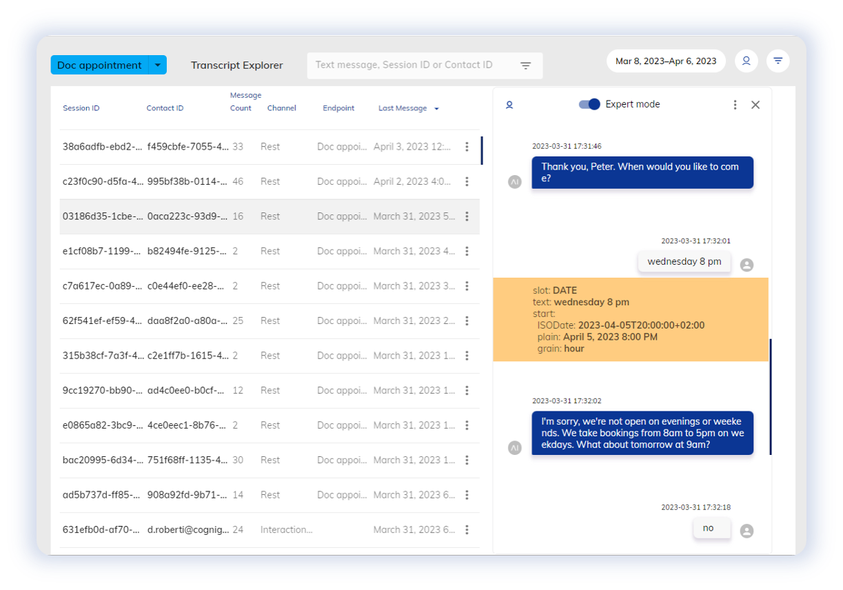 Cognigy Insights_Message Explorer