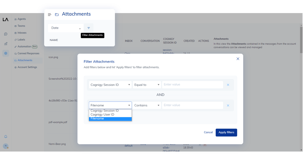 Cognigy Live Agent - Attachment Search