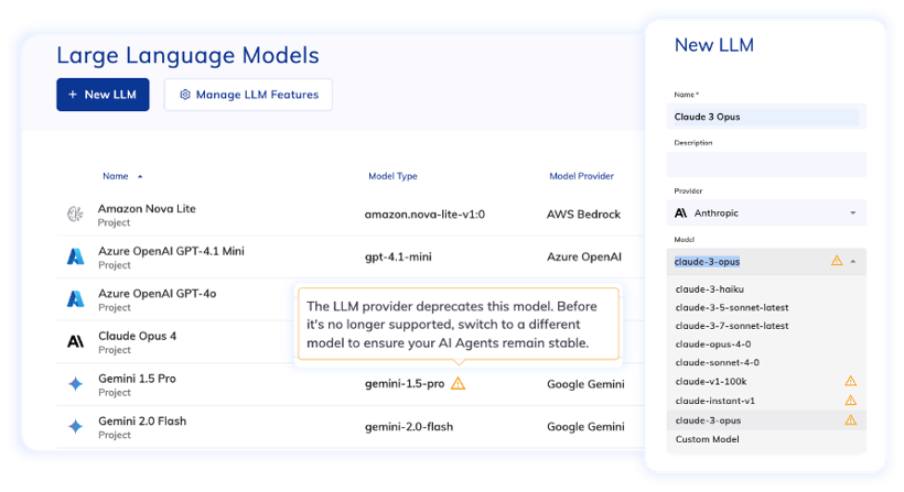 Deprecated LLM Warning